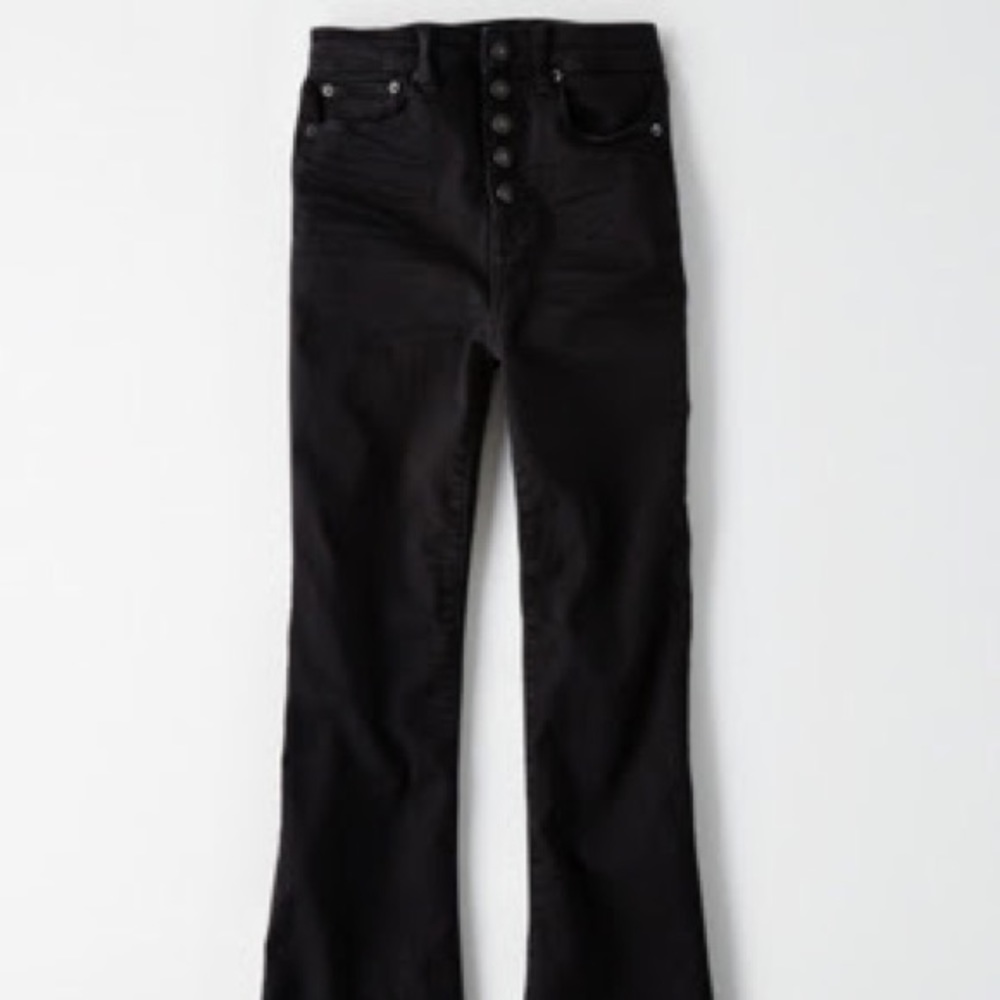 American Eagle Black Flared Button-Up Jeans